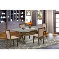 thumbnail image 2 of East West Furniture 5 Piece Modern Dinette Set - A Cement Top Rustic Kitchen Table with Trestle Base and 4 Dark Khaki Linen Fabric Dinner Chairs - Distressed Jacobean Finish, 2 of 2