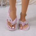 thumbnail image 2 of Knivor Leopard Print Fuzzy Flip Flop House Slippers for Women Warm Non Slip Indoor Bedroom Thong Slippers, 2 of 9