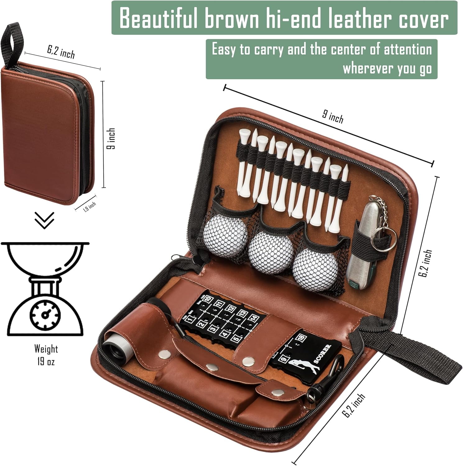 Golf Gifts for Men and Women, Golf Accessories Set with Hi-End Case, Golf Balls, Rangefinder, Golf Tees, Brush, Multifunctional Divot Knife, Scorer, Golf Ball Clamp