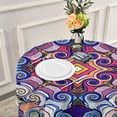 thumbnail image 6 of Coolnut Bohemia Round Tablecloth, Wrinkle Free Soft Table Cloth with Lace, 60 Inch Table Cover for Kitchen Dining Tables, Hotels, Banquets, Camping Parties House Decor, 6 of 7