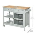 thumbnail image 3 of HOMCOM Kitchen Island Cart with Rubber Wood Top, Cabinet and 2 Drawers, 3 of 10