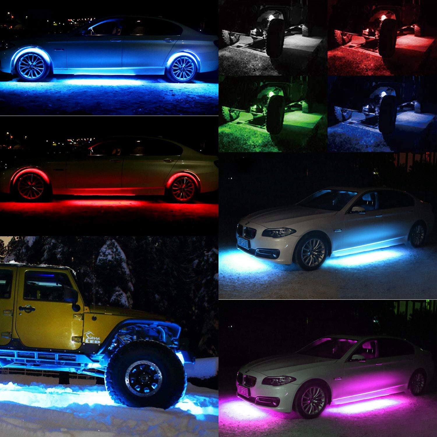 Sunpie 12 Pod RGB-W LED Rock Lights Kits for Off Road Truck ATV SUV Under Wheel 4X4（Series Connection）