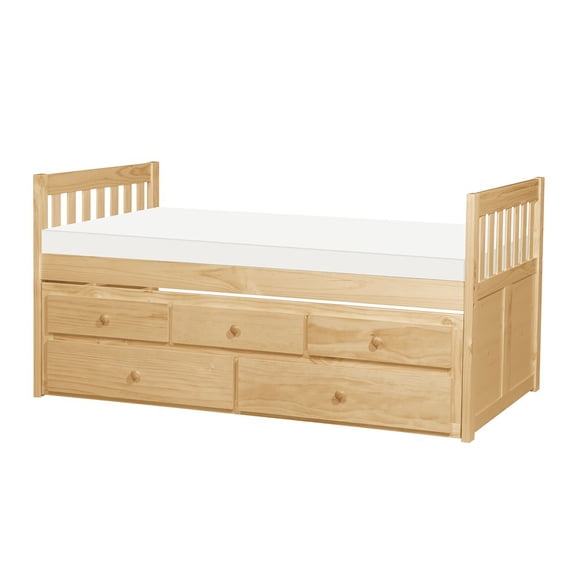 Lexicon Contemporary Wood and MDF Board Twin/Twin Trundle Bed in Natural Pine