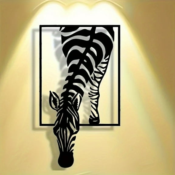 HELLOYOUNG 11.81 inch zebra iron art hanging painting metal wall art decoration iron art painting suitable for living room/entrance/bedroom light luxury wall transformation artifact