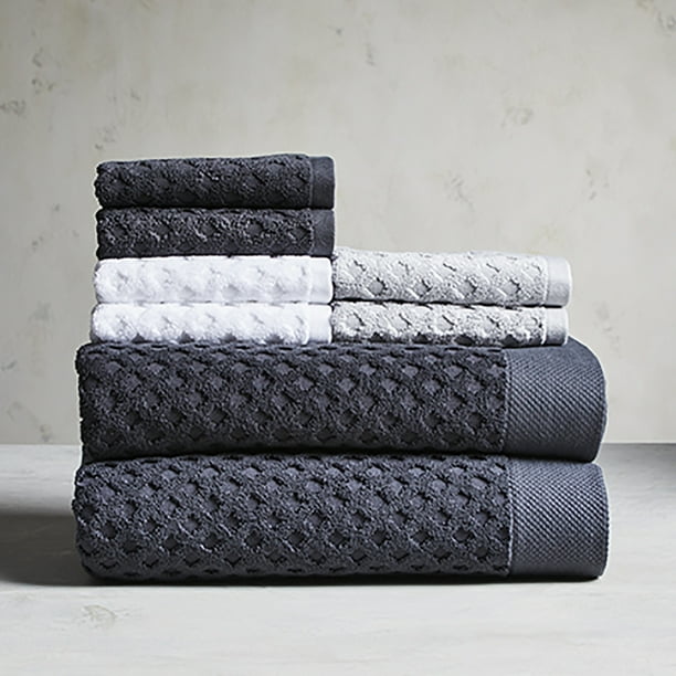 Better Homes & Gardens Signature Soft Textured 8 Piece Towel Set, Gray