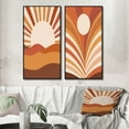thumbnail image 1 of Designart "Midcentury Terracotta Sun Retro Landscape II" Modern Midcentury Framed Wall Art Set Of 2 - Mid-Century Brown Gallery Wall Frame Set For Home Decor, 1 of 6