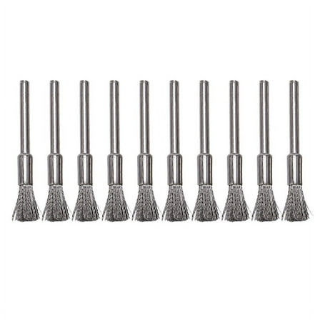 10 pc Stainless Steel 1/4 inch (6mm) Pen Wire Brush #532 with 1/8 inch (3mm) Shank for and Compatible Rotary Tool