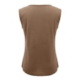 thumbnail image 4 of Camisole Tops For Women Casual Brown Cotton Linen Tank For Comfy Wear Sleeveless Crewneck Shirt Blouse Loose Fit Buttoned Decorative Vest Summer Tops For Women, 4 of 5
