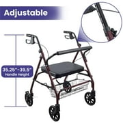 MedaCure Bariatric Steel Rollator Walker with Seat – Height Adjustable Walkers for Seniors, Hand Grips, and Padded Seat – 500 lb Weight Capacity