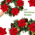 thumbnail image 4 of 5Pcs 10inch Christmas Glitter Flowers Christmas Tree Ornaments Artificial Poinsettia Flower Stems Floral Picks for Xmas Wedding DIY Crafts Wreath Party Floral Decorations, 4 of 7