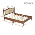 thumbnail image 2 of Queen Bed Frame, Wood Platform Bed Frame with Natural Rattan Headboard, French style Vintage Bed Frames with Wooden Slat Support, Walnut, 2 of 8