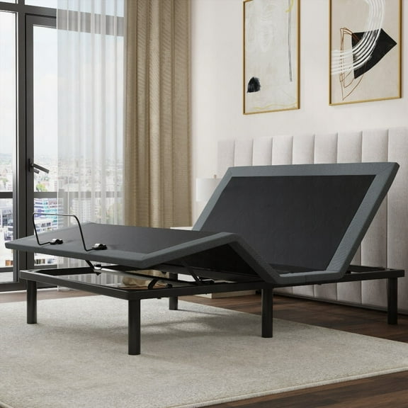 Twin XL Size metal adjustable bed base with head and foot adjustments black mute anti sound for second bedroom