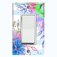 thumbnail image 1 of Metal Light Switch Plate Cover Floral Pastel Blue Striped Pattern FLW007, 1 of 13