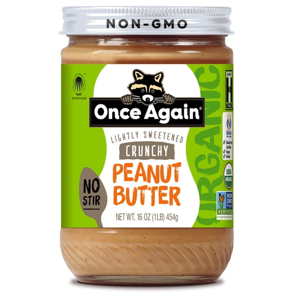 Once Again Organic Lightly Sweetened Crunchy Peanut Butter 16 oz