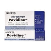 Major Pharmaceuticals Povidine Iodine USP First Aid Ointment for Cuts, Scrapes and Burns, 3 Count