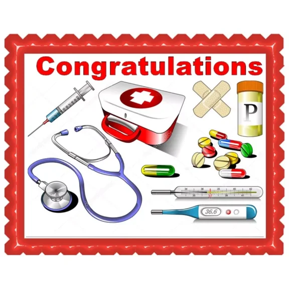 Medical Doctor Nurse Congratulations Edible Image Cake Topper