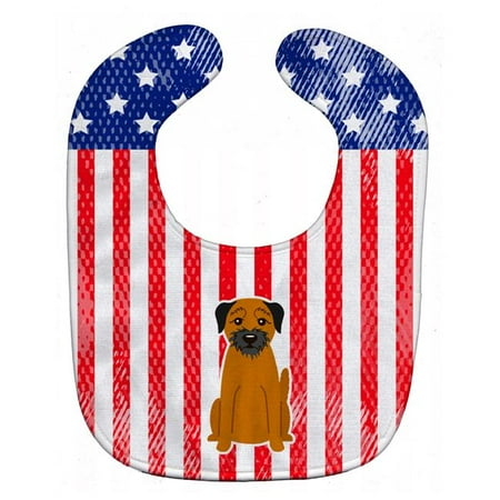 Patriotic USA Border Terrier Baby Bib