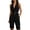 Black, variant on Women's Romper Shorts Sleeveless Collared V Neck Tie Front Knee Length Summer Bottoms Solid Color Lightweight Breathable Elegant Jumpsuits with Pockets