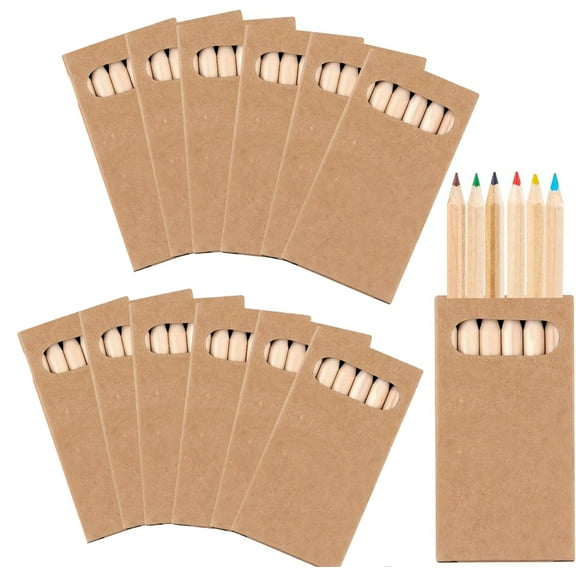 NOGIS 10 Packs Mini Colored Pencils Bulk 3.5 Inch Coloring Drawing Pencil in Kraft Boxes Goodie Bags Gift for Adult Classroom Office Painting Christmas Birthday Party Favor, 6 Per Pack