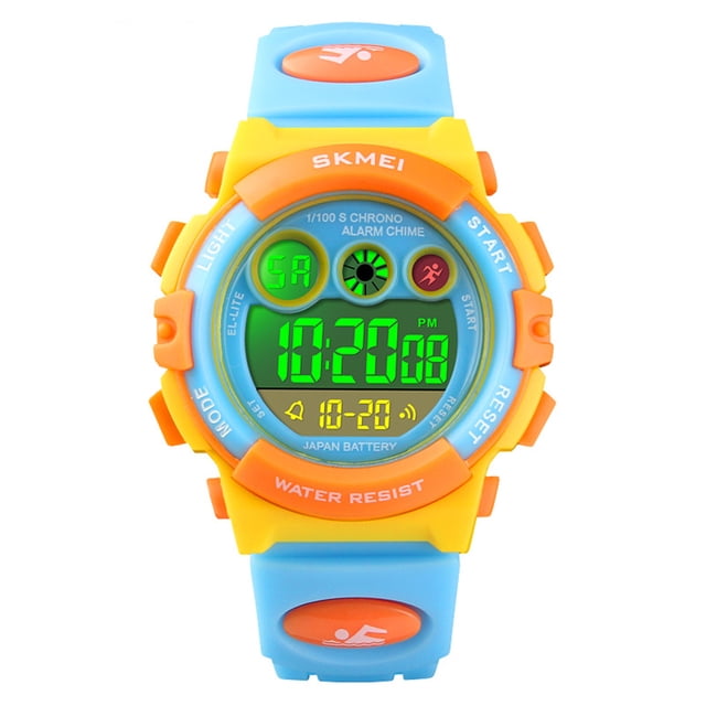 Reloj deportivo impermeable para niños Reloj de pulsera con alarma con luz de fondo y esfera redonda para niños Eigraketly EL4551-07