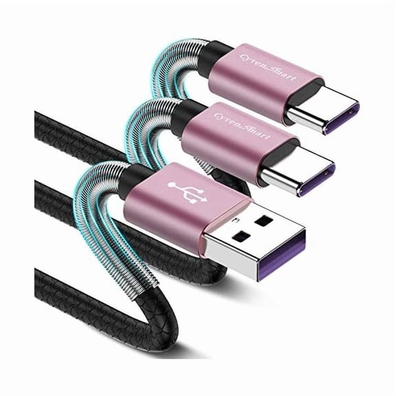 USB Type C Cable 3ft, [2 Pack] USB A 2.0 to USB-C Fast Charger Durable TPE Cord Compatible with Samsung Galaxy A10/A20/A51/S10/S9/S8 Plus/Note 9/8,LG V50 V40 G8 G7 Thinq-Pink