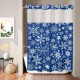 thumbnail image 2 of No Hook Shower Curtain, Blue Christmas Shower Curtains for Bathroom with See Through Top Window, Snowflakes Xmas Winter Vintage New Year Waterproof & Washable Bath Curtain Stall 48"x72", 2 of 9