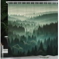 thumbnail image 3 of Ambesonne Dark Green Shower Curtain, Foggy Forest Panorama, 69"Wx84"L, Teal and Evergreen, 3 of 4