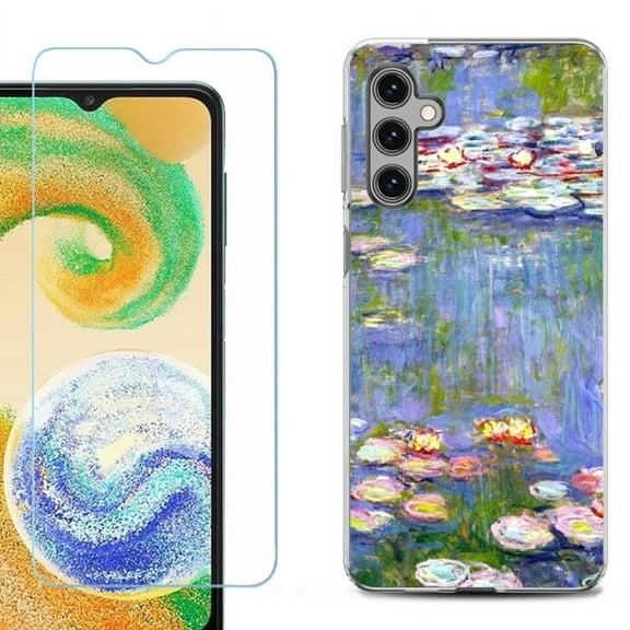 OneToughShield ® Compatible with Samsung Galaxy S24, Shockproof Fashion Phone Case, with Tempered Glass Screen Protector - Water Lilies