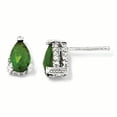 thumbnail image 1 of Cheryl M Sterling Silver Rose-cut Pear Glass Sim. Emerald & CZ Post Earring QCM372, 1 of 2