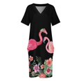 thumbnail image 3 of Vestido de flamenca con flores tropicales para mujer, diseño rosa magenta, vestido con cremallera para el pelo, 3 of 6