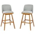 thumbnail image 2 of BizChair Set of 2 Transitional 30 Inch Faux Linen Upholstered Barstools with Silver Nailhead Trim and Walnut Finish Solid Wood Frames, Charcoal, 2 of 13