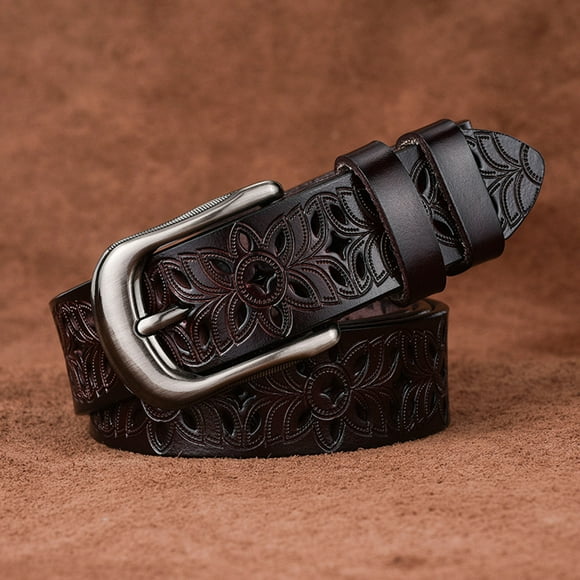 Women's Genuine Leather Belts Female Fashion Hollow Belt Vintage Waistband