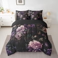 thumbnail image 2 of Feelyou Dreamy Purple Flower Bedding Comforter Set 7pcs, Rustic Plant Botanical Queen Bedding Sets, Mandala Boho Style Reversible Queen Sheet Sets, Luxury Bedroom Decor, 2 of 7