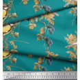 thumbnail image 2 of Soimoi Green Poly Georgette Fabric Black Berry & Yellow Sparrow Bird Print Fabric by the Yard 42 Inch Wide, 2 of 3