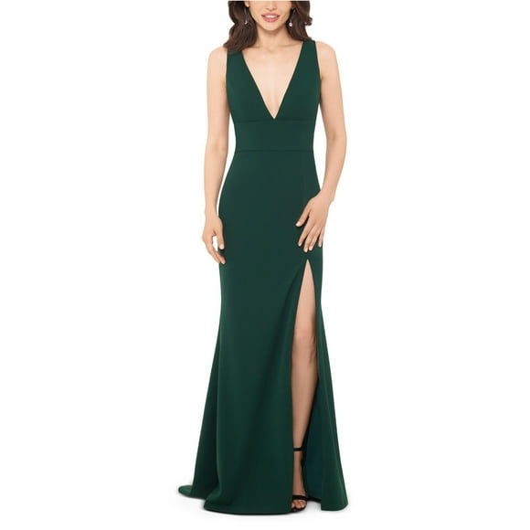 Betsy & Adam Womens Side Slit Gown Dress, Green, 8