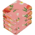 thumbnail image 3 of Peach Pattern Daisy Washcloth 12x12in Set, 4 Pack Absorbent Cotton Towel Square Kitchen Dishes Towels, Soft Cleaning Face Hand Towel Fast Drying Wash cloth, 3 of 7