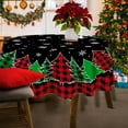 thumbnail image 4 of Round Christmas Tablecloth 60 Inch, Christmas Trees Table Cloth, Black Buffalo Plaid Winter Xmas Tablecloths and Snowflake for Kitchen Dining Decor, 4 of 6