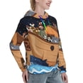 thumbnail image 2 of Yiaed Ocean Scene with Noah's Ark Print Womens Casual Hoodies Crew Neck Long Sleeve Sweatshirts With Pocket Pullover Tops Women's Hooded Sweatshirt-Small, 2 of 5