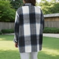 thumbnail image 4 of Jxximdong Fashion Coat for Women, Plush Coat Long Sleeve Plaid with Pocket Loose Coat, Women's Coats Blue, 4 of 7