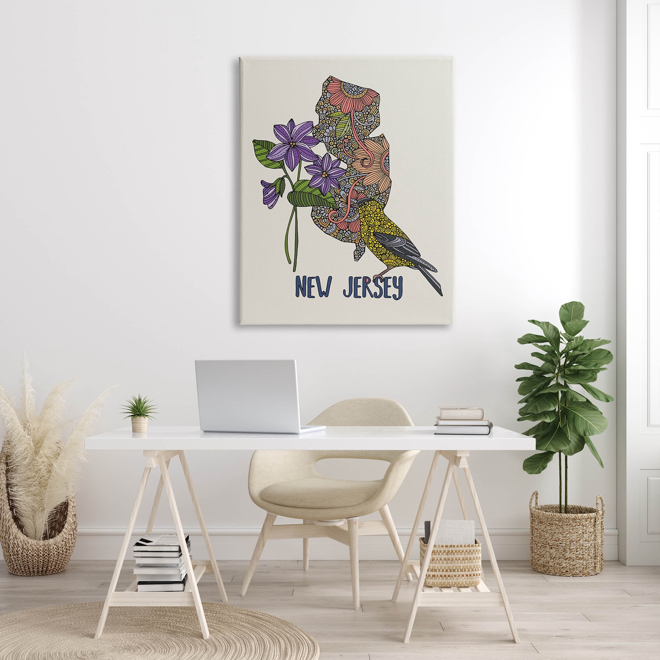 Stupell Industries New Jersey Detailed Pattern Graphic Art Gallery Wrapped Canvas Print Wall Art, Design by Valentina Harper