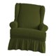 thumbnail image 5 of Funda protectora para sillón orejero monocromático de seersucker con volantes Verde, 5 of 7