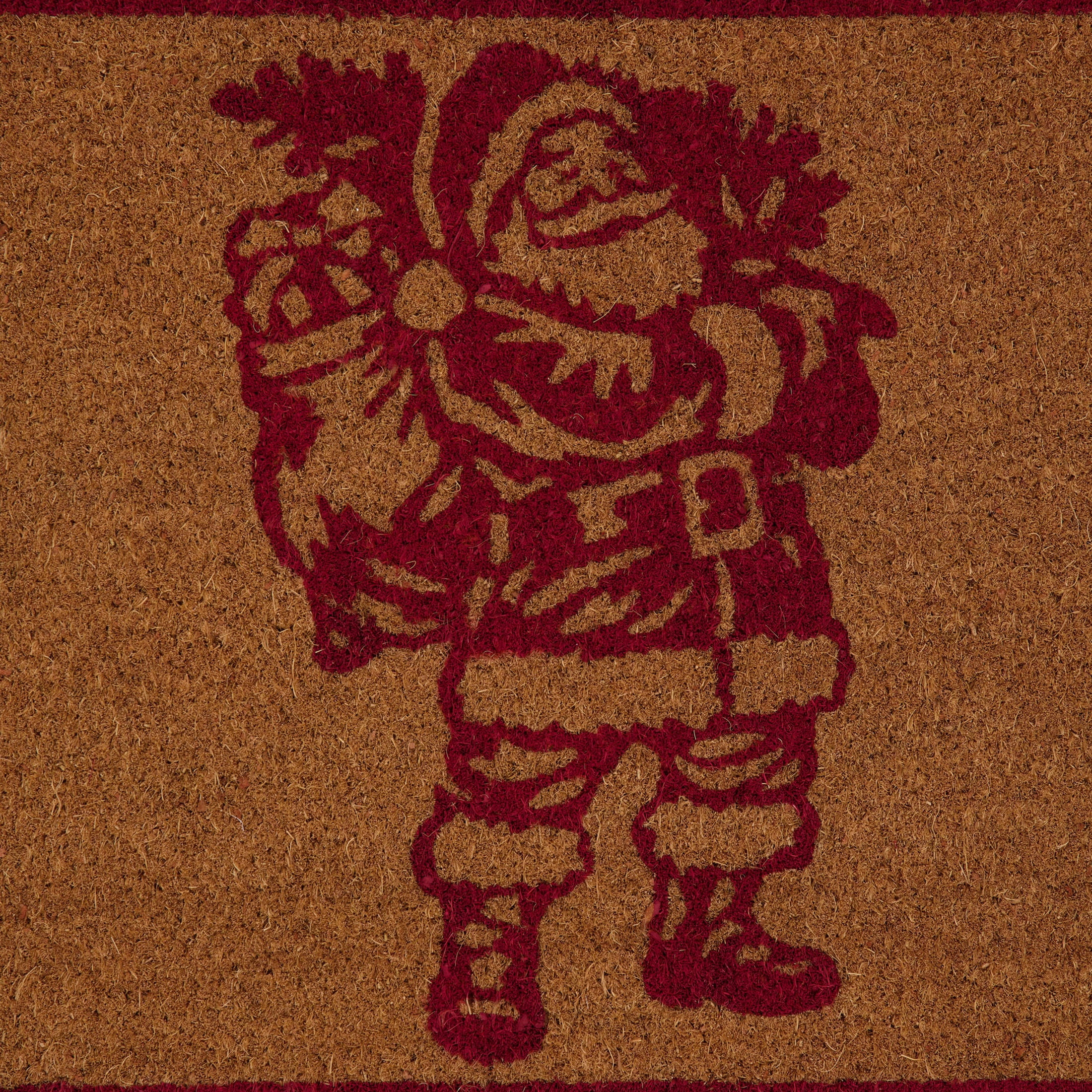 My Texas House Natural and Red Santa Outdoor Coir Christmas Doormat, 18" x 30"