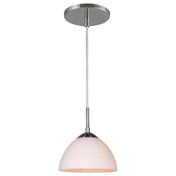 Woodbridge Lighting Alexis 1 Light Metal Pendant in Satin Nickel/White
