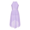 thumbnail image 2 of zdhoor Girls Rhinestone Lyrical Dance Dress Irregular Hem Ballet Modern Contemporary Ruched Leotard Dress Lavender 8, 2 of 5