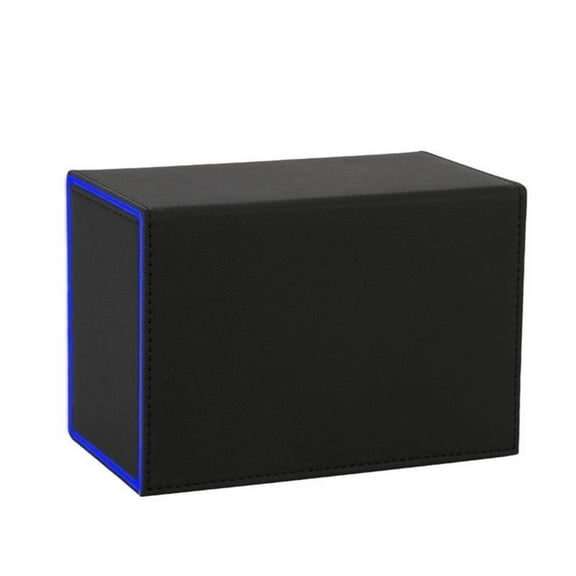 Card Deck Box, Premium Card Box with Flip Dice Tray , Card Deck Case Storage Box for Sports Game Cards Black Blue