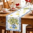 thumbnail image 5 of Summer Lemons Table Runner 90 Inches, Farmhouse Fruit Blue Geometric Watercolor Bed Runner Dresser Scarves Tabletop for Indoor Outdoor Parties/Ceremony/Banquet, 13" x 90", 5 of 9