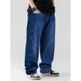 thumbnail image 2 of EMMIOL Men's Baggy Wide Leg Striped Skater Y2k Oversized Streetwear Denim Pants, 2 of 6