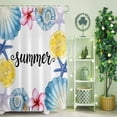 thumbnail image 2 of Shower Curtain, Summer Lemons Sea Stars Carnival Flowers Waterproof Shower Curtain Set with Hooks for Bathroom Showers,Stalls and Bathtubs,72x72In Oceans Shells, 2 of 9