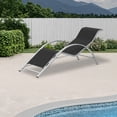 thumbnail image 5 of Kicctian 3-Piece Reclining Chaise Lounge Chair Set, Outdoor Aluminum Patio Sun Loungers with Waterproof Cushions, Cup Holders & Side Table, for Poolside, Garden, Beach or Lawn, 5 of 7