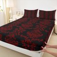 thumbnail image 3 of Manfei Black Red Damask Flower Twin Sheet Sets, Tribal Hippie Mandala Twin Fitted Sheet, Teen Adult Female Man Flat Sheet, Lightweight Room Decor, 3pcs, 3 of 7